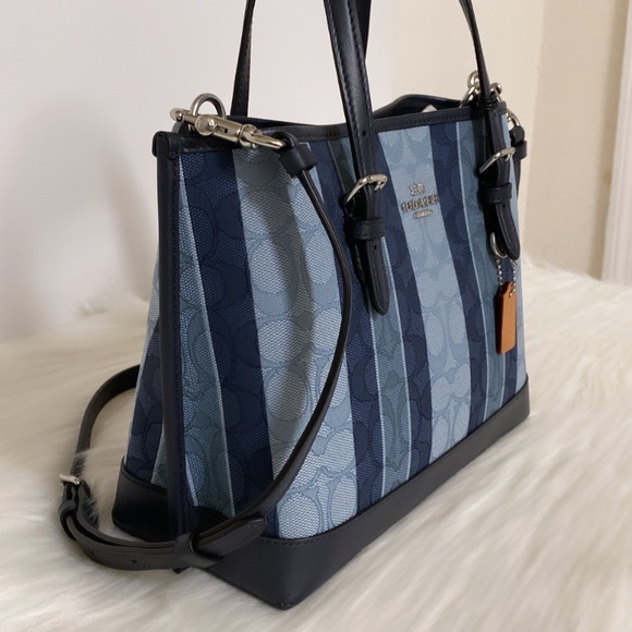 New💃Coach Mollie Tote 25 In Signature Jacquard With Stripes - Picture 6 of 12